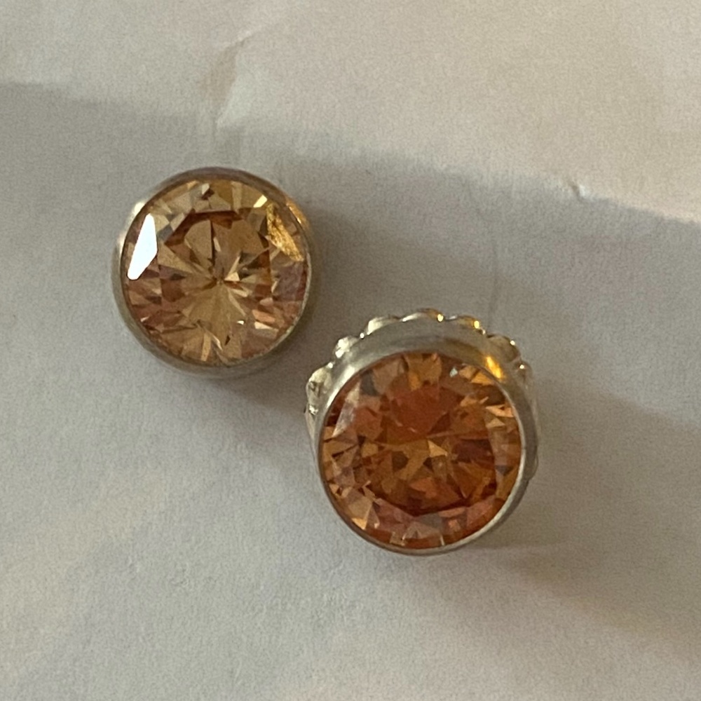 Katura Design Cognac CZ Asymmetrical Earrings